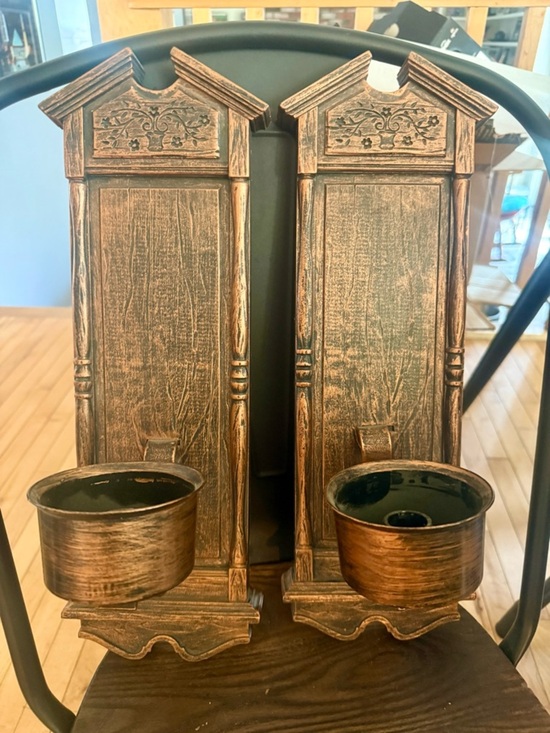 Coppercraft Guild Other - Vintage Pair Coppercraft Guild Syroco Colonial Candle Sconces - Faux Copper MCM